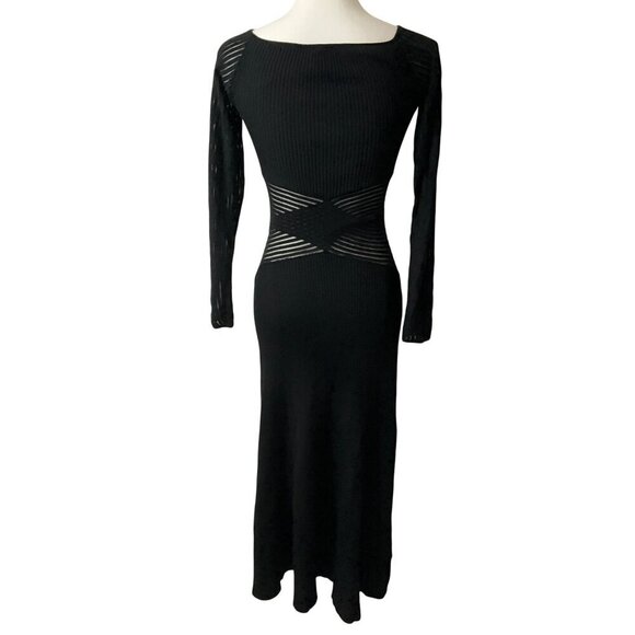 SOVERE Tilt Knit Dress in Black XSmall Womens Midi Sweater Cut out - Picture 6 of 13